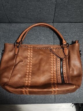 Women's Tan Braided Detail Tote Bag